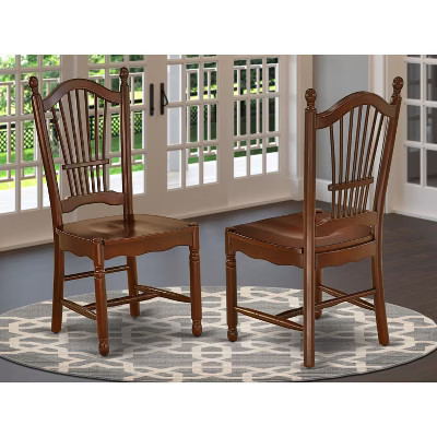HomeStock Belmont 2 Dining Room Chairs, Wood Seat - 21" x 18" x 39" -Mahogany ,Vertical Slatted Back | Target