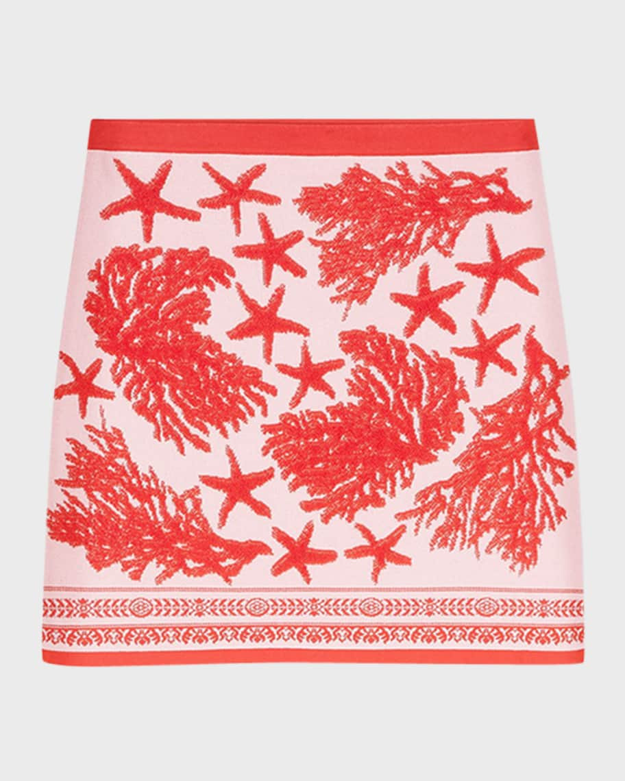 Versace Tresor De La Mer Towel Stitch Jacquard Knit Mini Skirt | Neiman Marcus