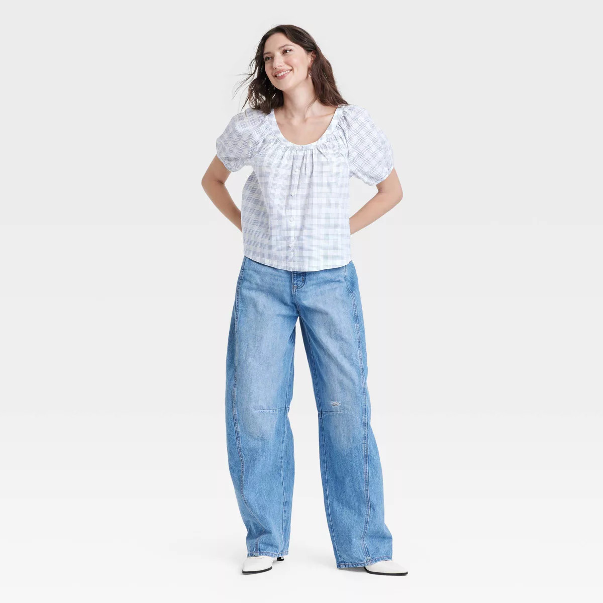 Women's Puff Short Sleeve Blouse - Universal Thread™ White S | Target