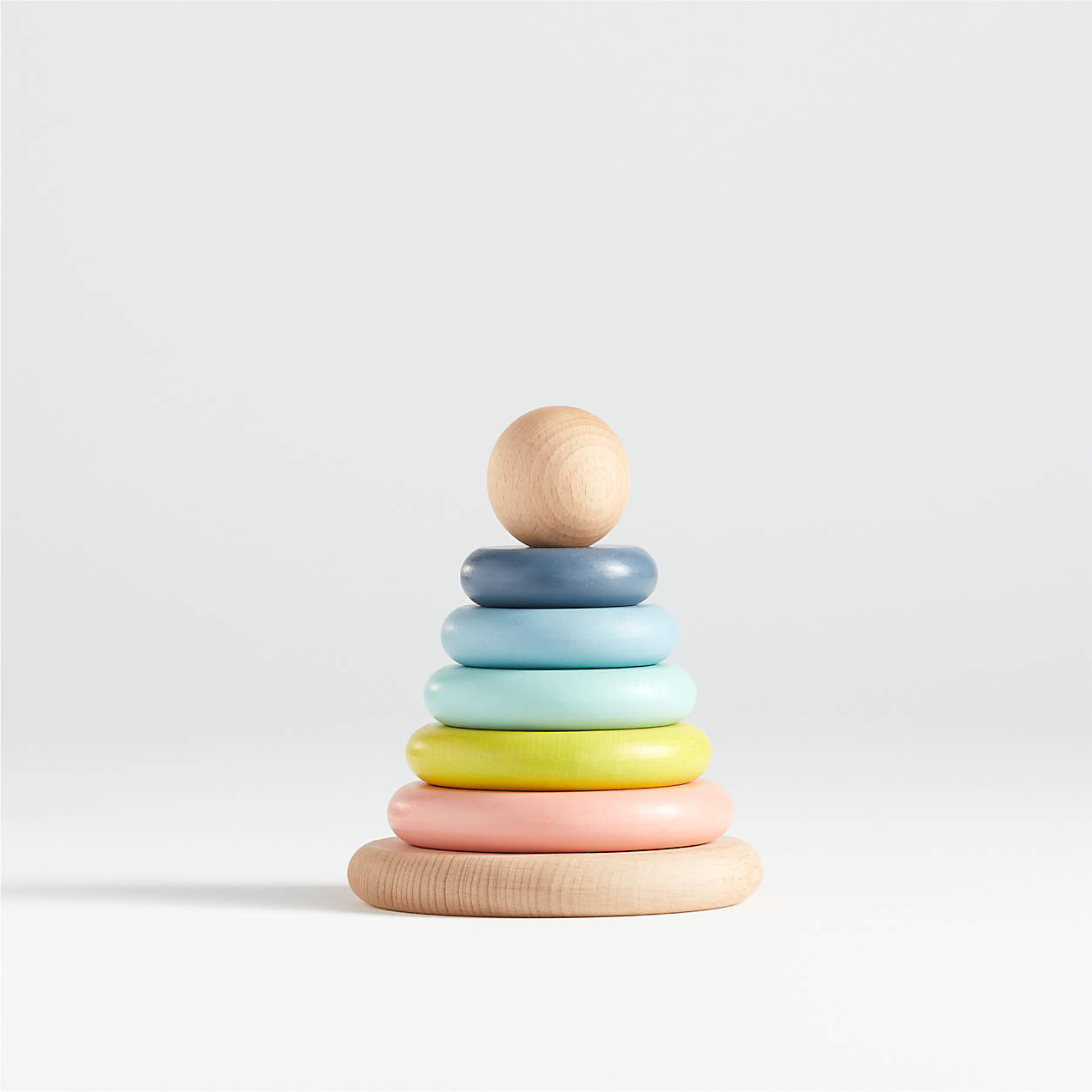 Small Rainbow Wooden Baby Stacking Ring + Reviews | Crate & Kids | Crate & Barrel
