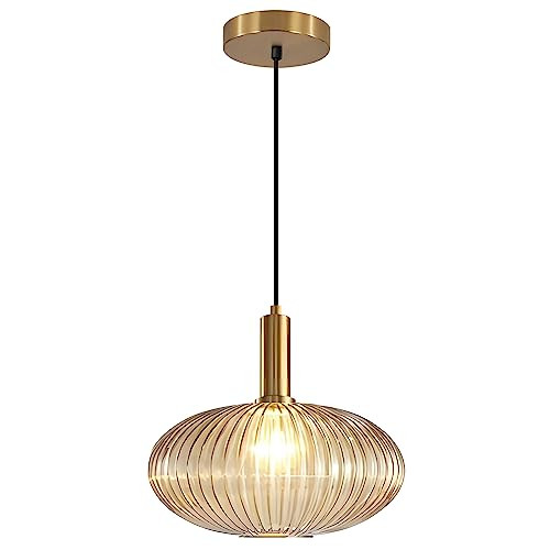 KCO Lighting Modern Gold Globe Pendant Lamp 1-Light Mid Century Antique Brass Dining Pendant Ligh... | Amazon (US)