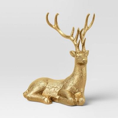 13" Sitting Deer Animal Christmas Figurine - Wondershop™ Gold | Target