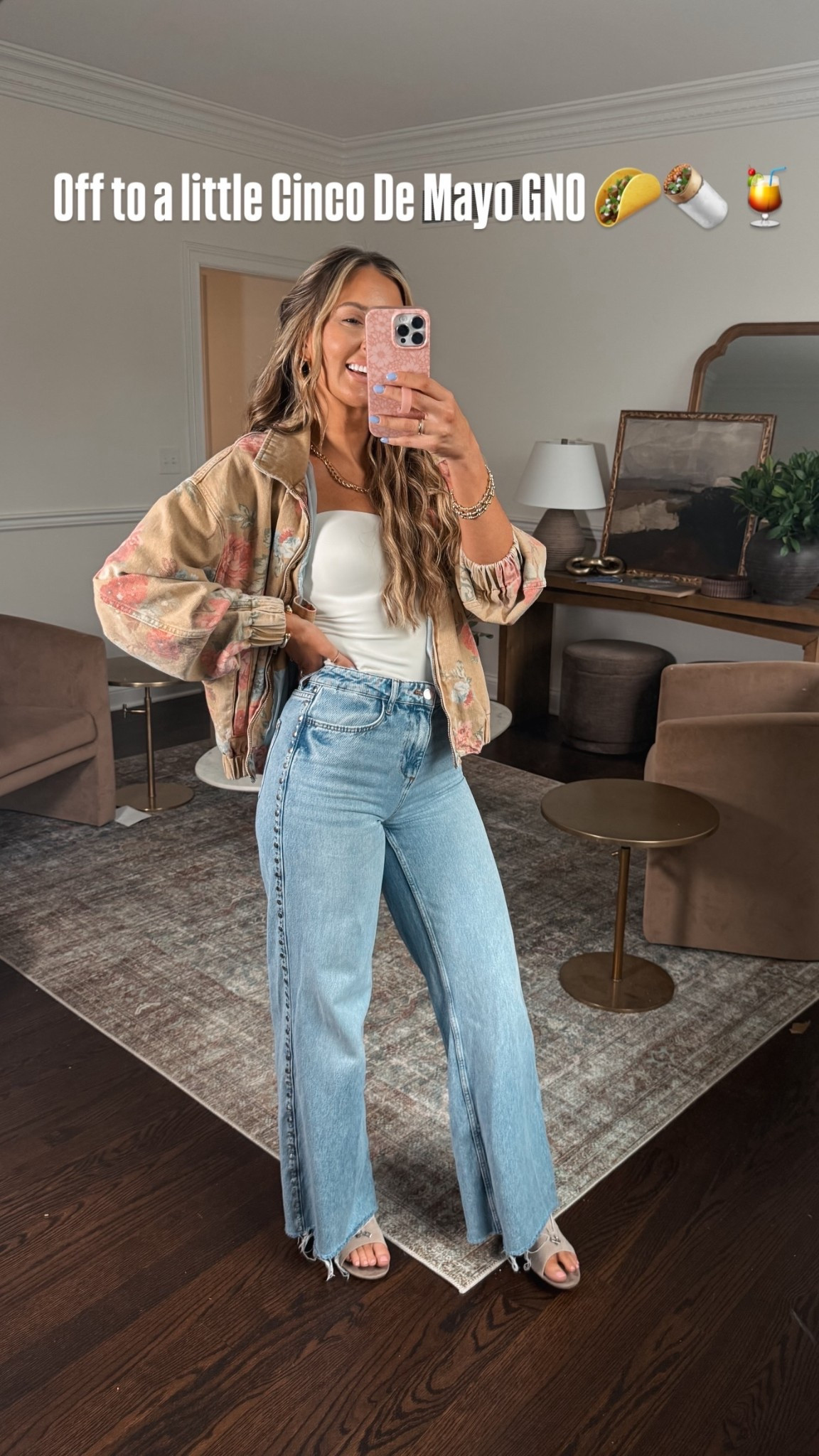 Off to a little Cinco De Mayo GNO 🌮🌯🍹my studded jeans are Zara - they run true to size. The floral jacket is sold out but I linked similar!

#LTKootd #LTKgrwm #LTKmomlife