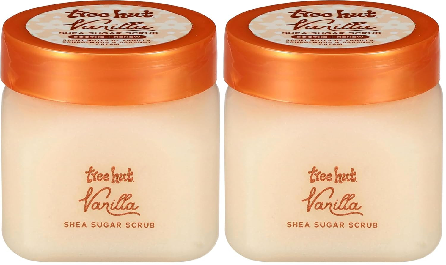 Tree Hut Mini Vanilla Shea Sugar Scrub, Exfoliating & Hydrating Body Scrub with Shea Butter & Essential Oils, Smooth Skin, For All Skin Types, Vegan, Travel Size, 3.4 oz (Pack of 2) | Amazon (US)