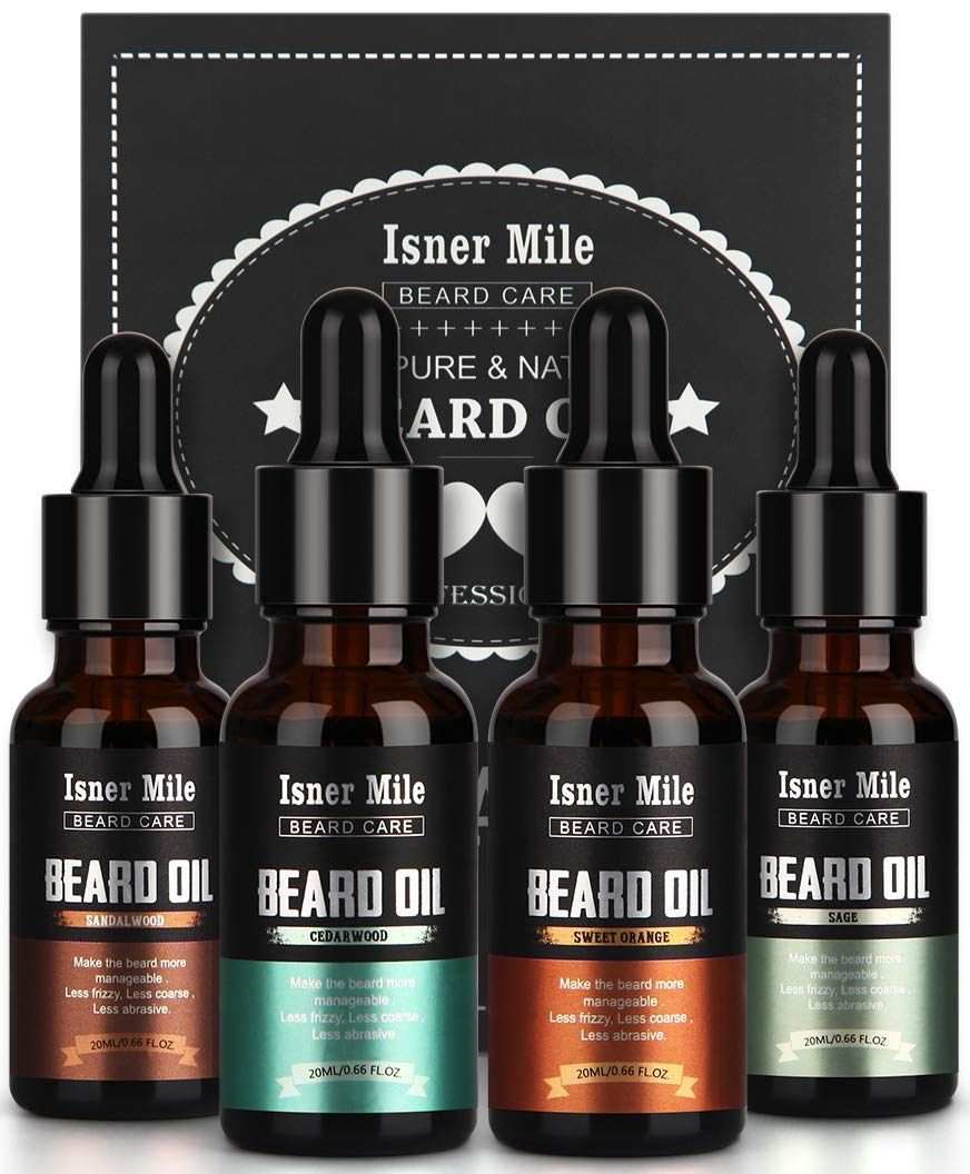 4 Pack Beard Oil Set Leave in Conditioner, Cedarwood, Sandalwood, Sage, Sweet Orange for Men Must... | Amazon (US)