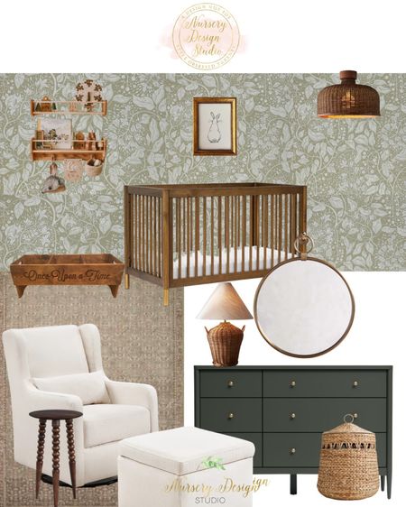 Moody green nursery, walnut crib, convertible crib, olive dresser, glider and ottoman 

#LTKbump #LTKhome #LTKbaby