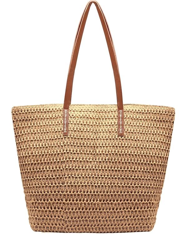 Large Straw Beach Bag for Womens Straw Bag Summer Woven Tote Bag Shoulder Handbags Beach Bag for ... | Amazon (US)