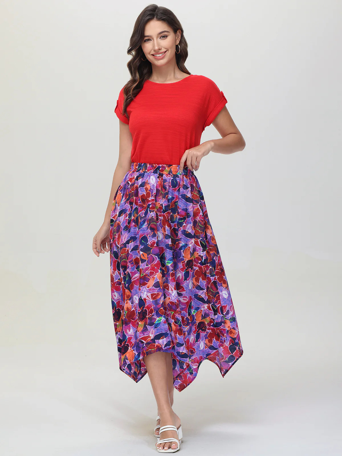 Floral Handkerchief Hem Maxi Skirt | 89th + Madison