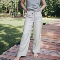Linen Pants For Women, Loose Pants, Long Straight Leg Casual Trousers, Elastic Drawstring Waist Summer | Etsy (US)