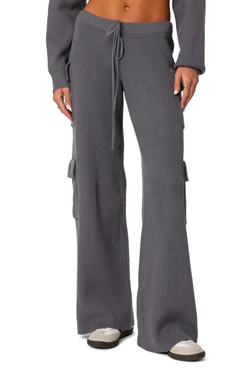 EDIKTED Wynter Drawstring Cargo Sweater Pants in Gray at Nordstrom, Size Small | Nordstrom