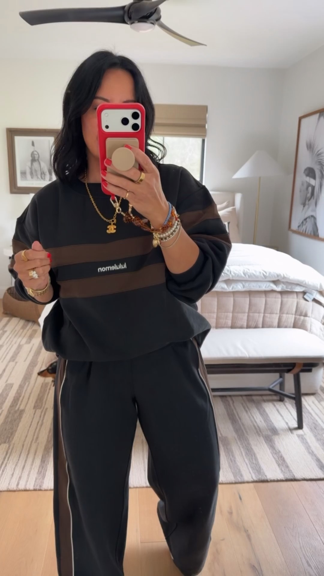It’s on sale! Top size small (it runs big), pants size medium (oversized but in a cute way), size down half a size in the sneakers.

#LTKTravel #LTKSaleAlert #LTKMidsize