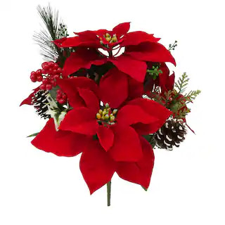 17" Red Poinsettia & Pine Mixed Bush by Ashland® | Michaels | Michaels Stores