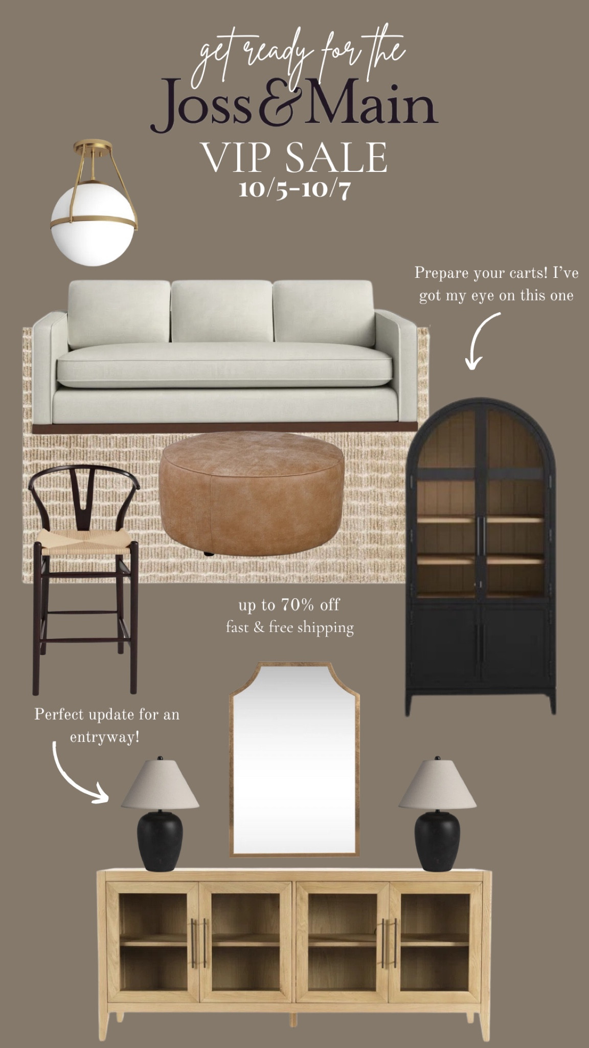 Gorgeous furniture updates are a great call before the holidays, and these pieces are standouts! My clients have especially been loving the cabinet and ottoman, what are you looking to snag during the #jossandmain VIP Sale? #jossandmainpartner @jossandmain