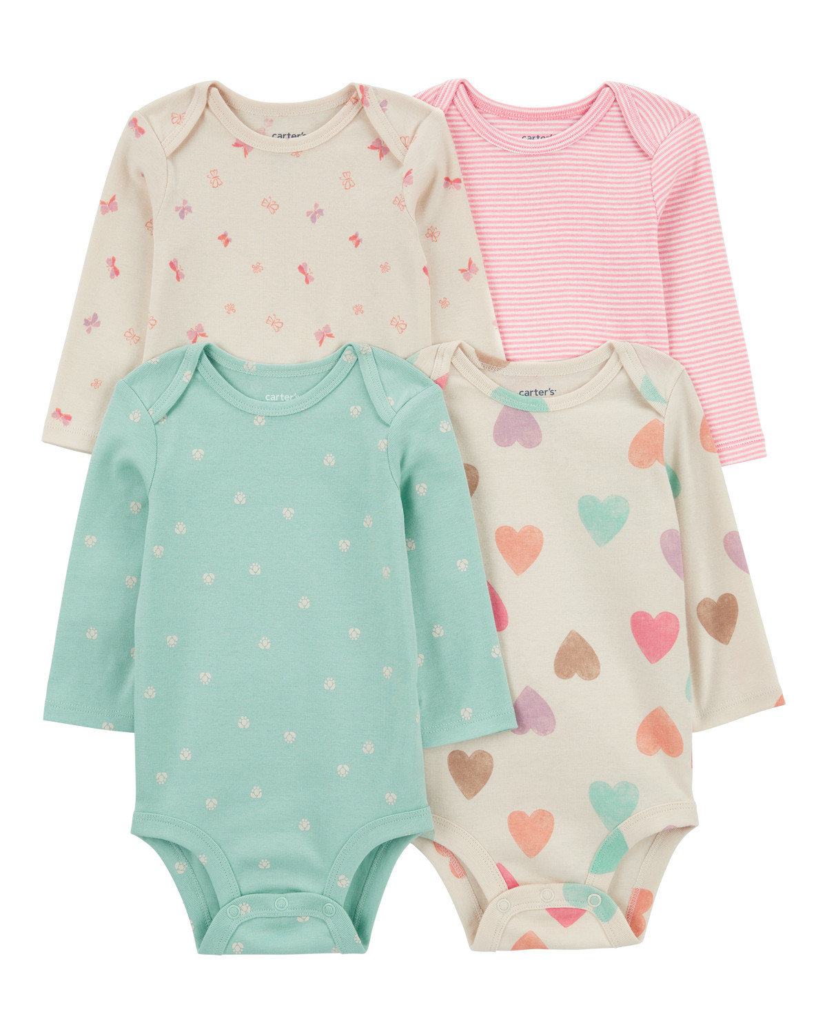 Baby 4-Pack Long-Sleeve Cotton Bodysuits | Carter's Inc