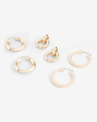 Set Of 3 Thick Hoop Earrings | Express