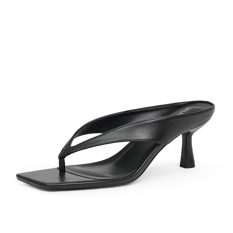 Women’s Kitten Heels Flip Flops Slip On Open Toe Low Heels Thong Square Slide Summer Fashion Pa... | Amazon (US)