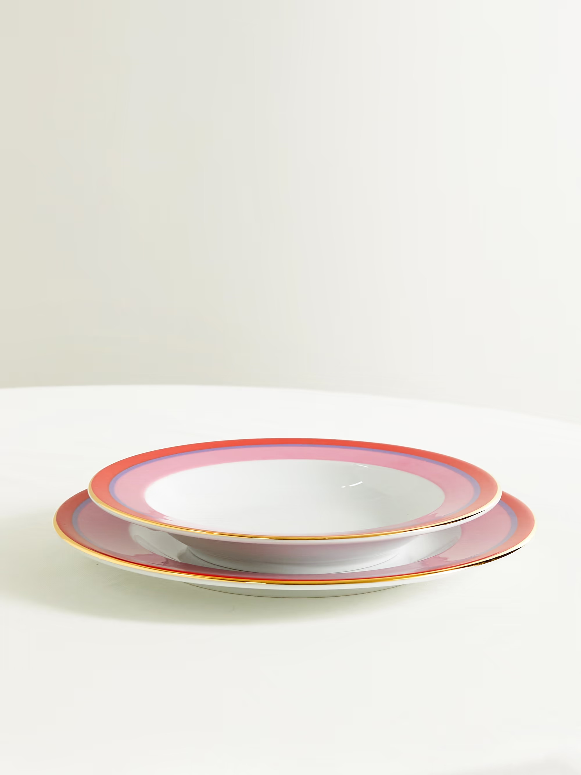 Gold-plated porcelain soup and dinner plate set | NET-A-PORTER (US)