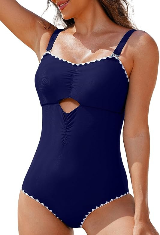 Aleumdr One Piece Swimsuit Women Cut Out Bathing Suits Color Block Womens Swimsuits Swimwear | Amazon (US)