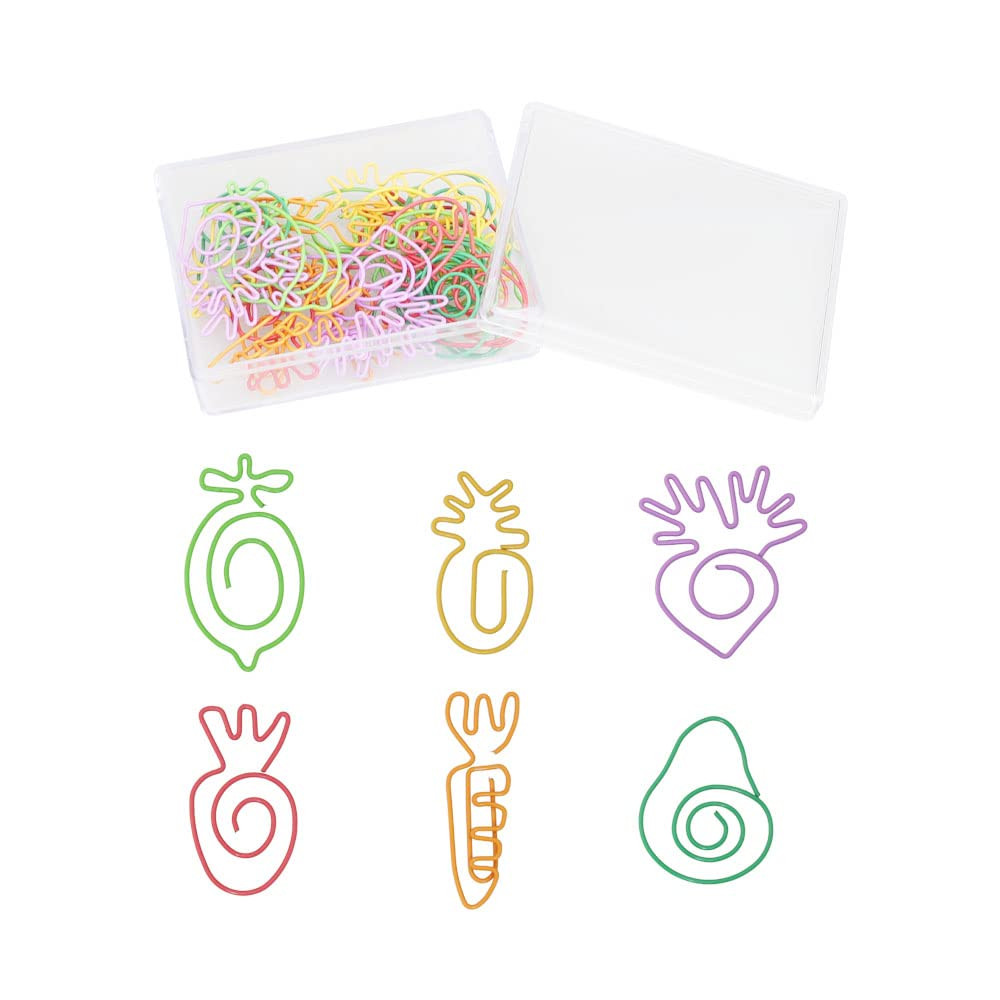 OWLFAVO 42pcs Assorted Fruits and Vegetables Shape Paper Clips with Clear Box, 6 Colors, Funny Cu... | Amazon (US)