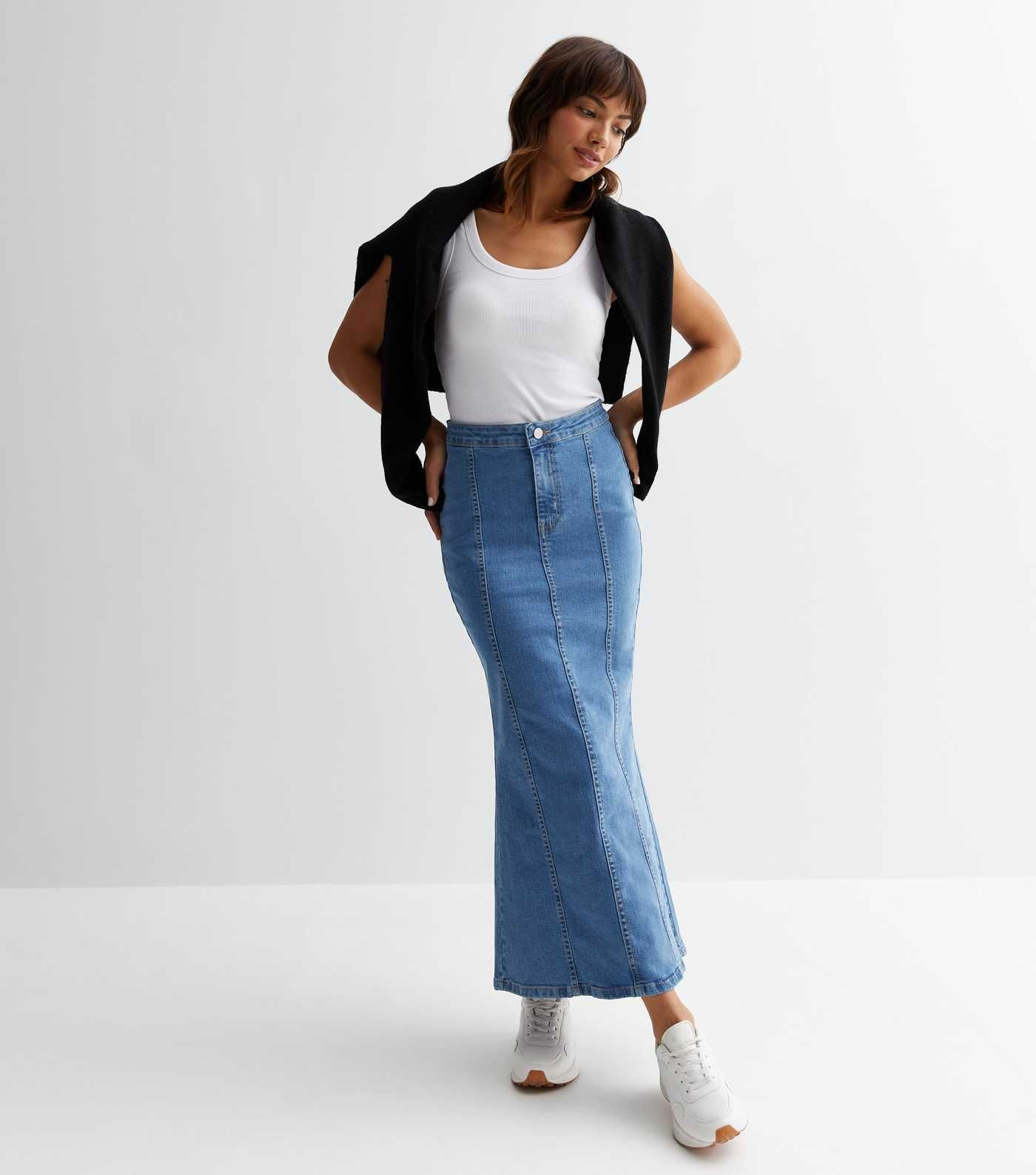 Blue Denim Exposed Seam Maxi Skirt | New Look | New Look (UK)