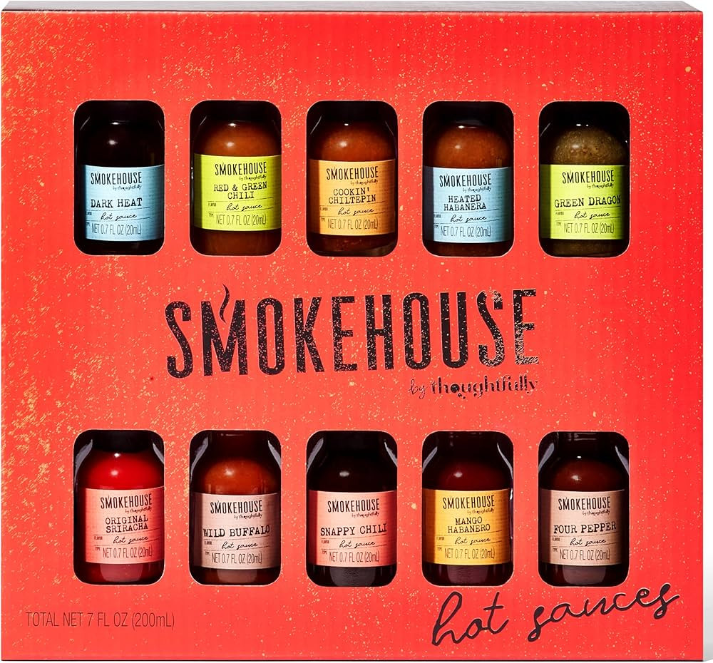 Smokehouse by Thoughtfully, Gourmet Hot Sauce Gift Set, Flavors Include Mango Habanero, Green Dra... | Amazon (US)