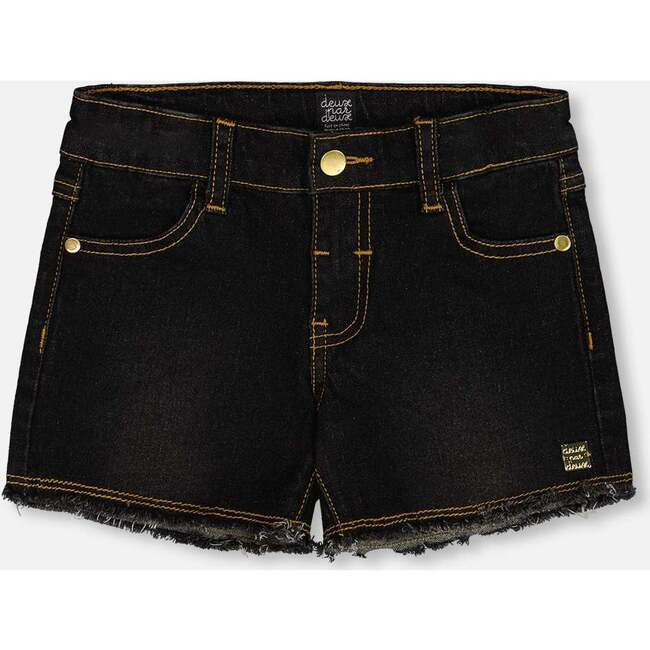 Deux par | Jean Short w/ Embroidery, (Black Jeans, Size 3Y) | Maisonette | Maisonette