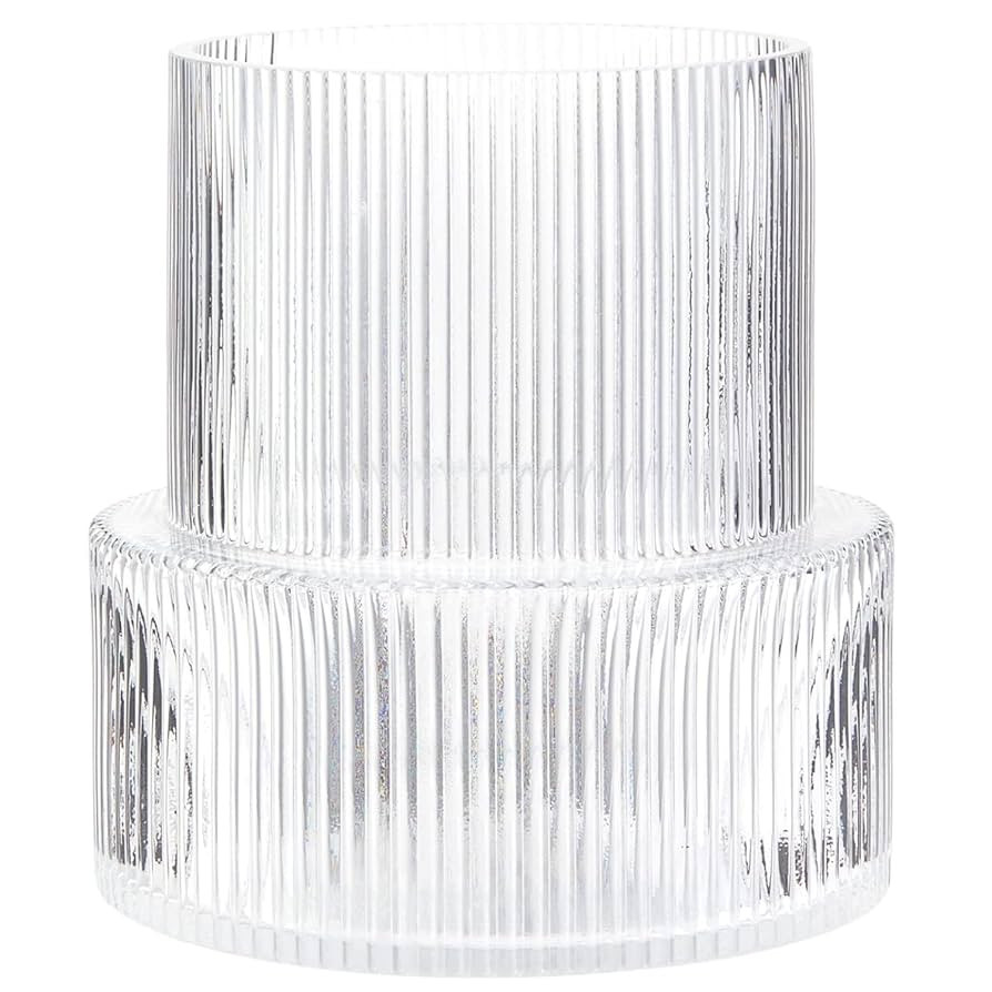 Ribbed Glass Vase, Flower Vase, Fluted Clear Vases for Flowers, Modern Vases for Living Room, Din... | Amazon (US)