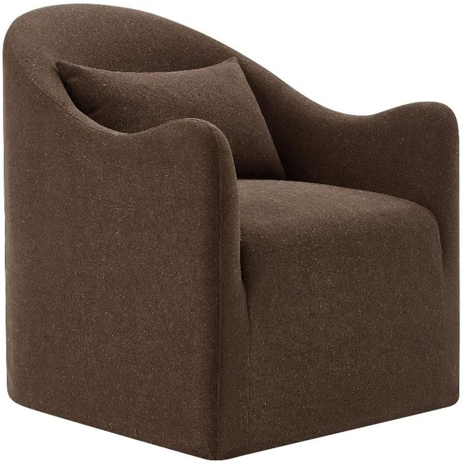 Modway Bardot Slipcovered Accent Chair in Cocoa – Curved Back Upholstered Living Room Chair with Pillow – Linen Blend Lounge Chair for Bedroom or Reception Area | Amazon (US)