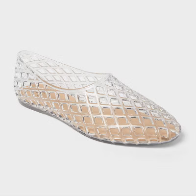 Women's Yuri Jelly Flats - A New Day™ Clear 9.5: Slip-On, Pointed Toe, Textured Outsole | Target