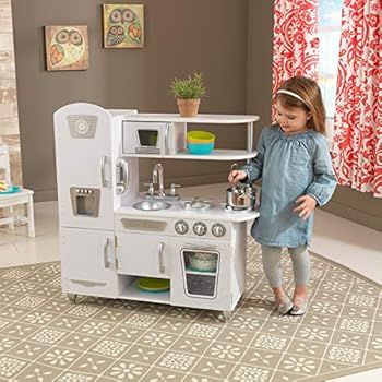 KidKraft Vintage Wooden Play Kitchen with Pretend Ice Maker and Play Phone, White ,Gift for Ages ... | Amazon (US)