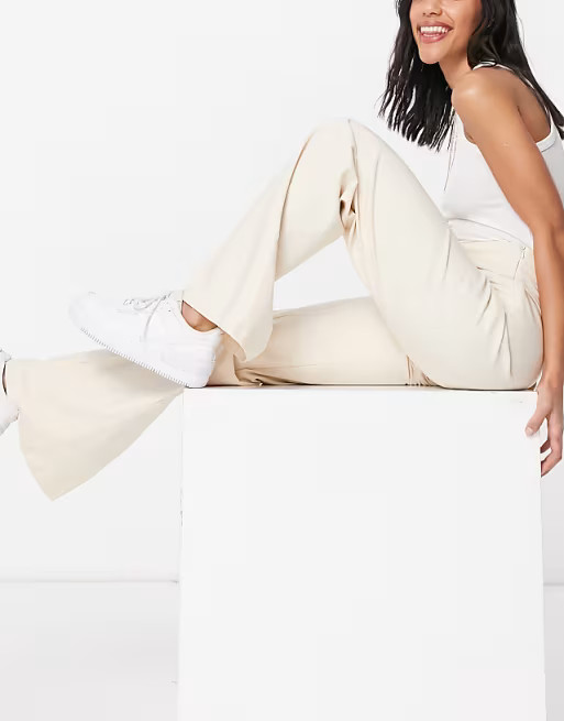 Vesper wide leg pants with seam detail in ecru | ASOS (Global)