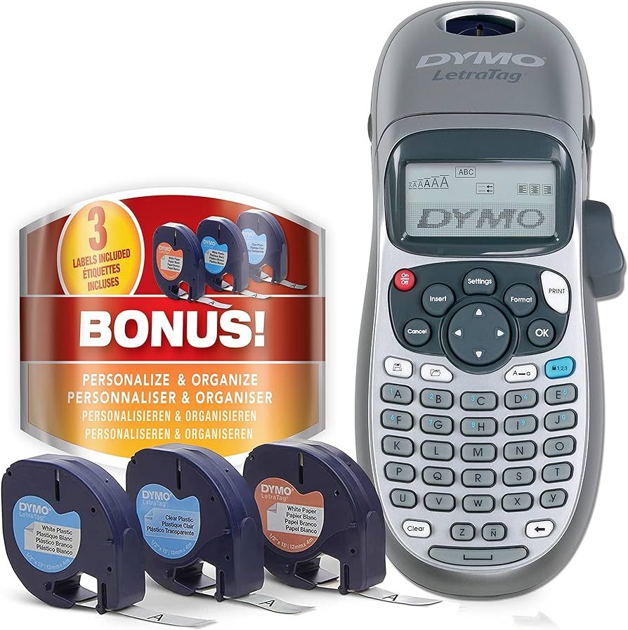 DYMO Label Maker Machine with Tape - 100H LetraTag Handheld, Comes with 3 LT Label Tapes. Great f... | Amazon (US)