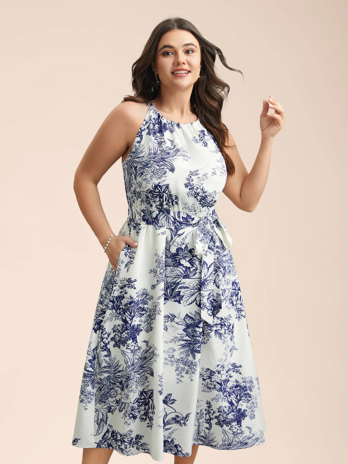 Spring Time Florals Sleeveless Midi Dress | Bloomchic
