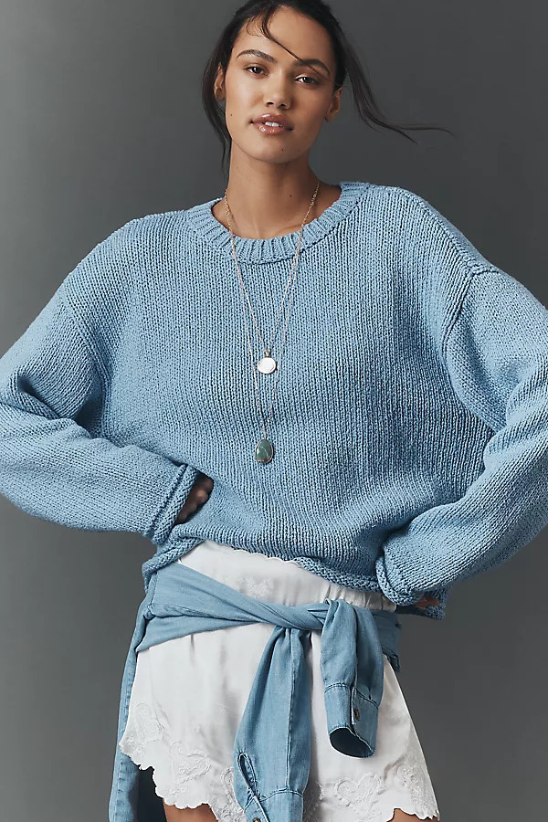 The Harlow Oversized Roll-Hem Sweater by Pilcro | Anthropologie (US)