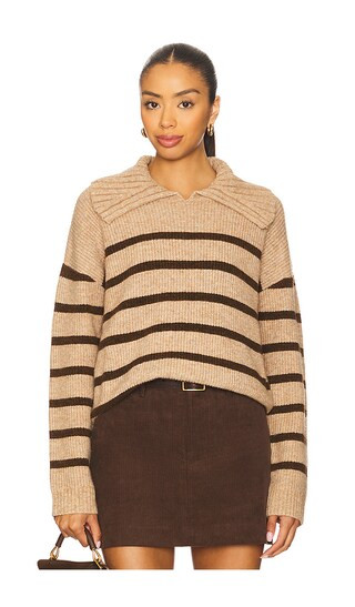 Rayna Oversized Collar Sweater in Brown | Revolve Clothing (Global)