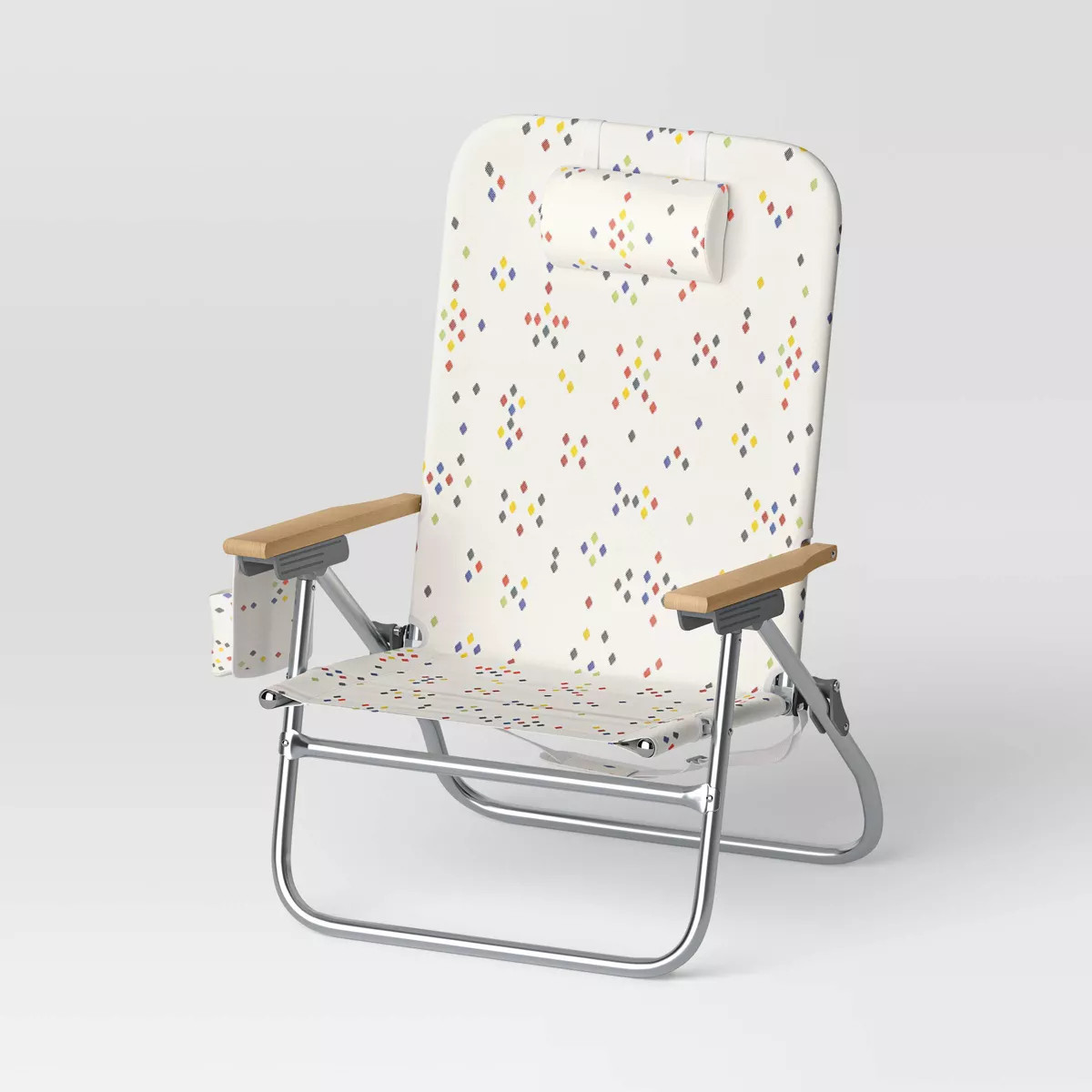Recycled Fabric Aluminum High Sitting Outdoor Portable Beach Chair with Pillow White - Threshold... | Target