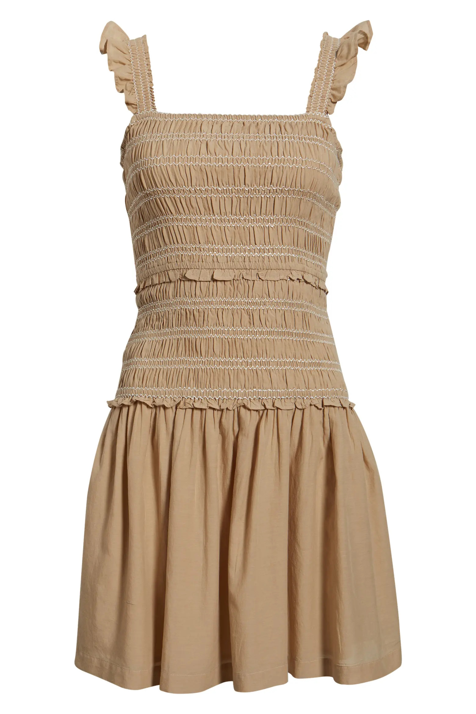 Ruffle Smocked Drop Waist Cotton Blend Minidress (Women) | Nordstrom | Nordstrom