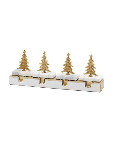 Set Of 4 Tree Stocking Holders On Marble Base | TJ Maxx