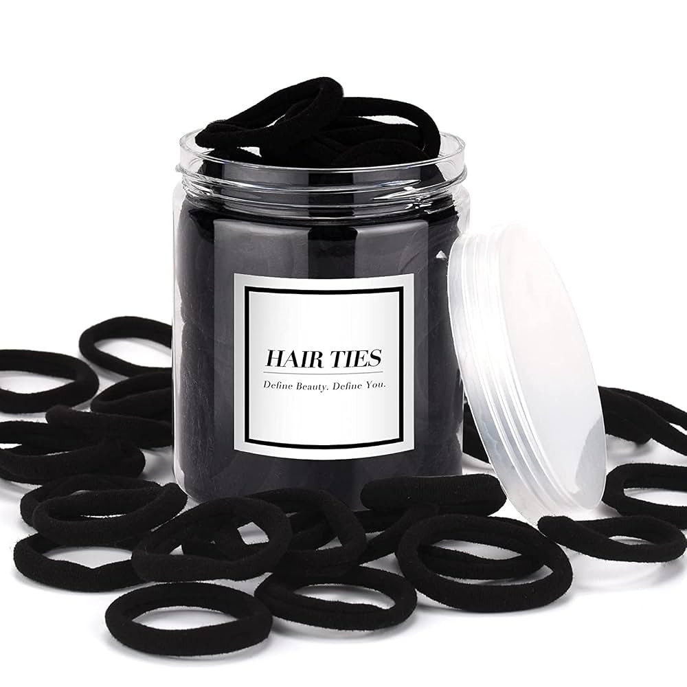 50PCS Black Hair Ties,Cotton Seamless Ponytail Holders,No Damage Elastics Hair Bands for Thick He... | Amazon (US)