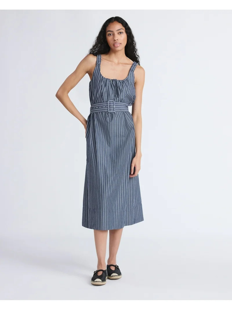 Free Assembly Women's and Women's Plus Belted Cotton Utility Midi Dress, Sizes XS-4X | Walmart (US)