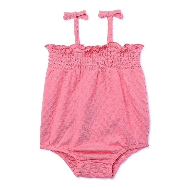 Garanimals Baby Girl Dot Jacquard Smocked Cami Bodysuit, Sizes 0-24 Months | Walmart (US)
