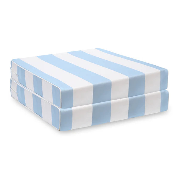 Coastal Indoor Outdoor Seat Cushion Cover Only Set of 2, Stripes A, Baby Blue, 24"x24"x4" | Hofdeco