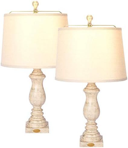 VIVOHOME 26.4 Inch Rustic Retro Table Lamps Set of 2 Vintage Farmhouse Style Desk Lamp with Beige... | Amazon (US)