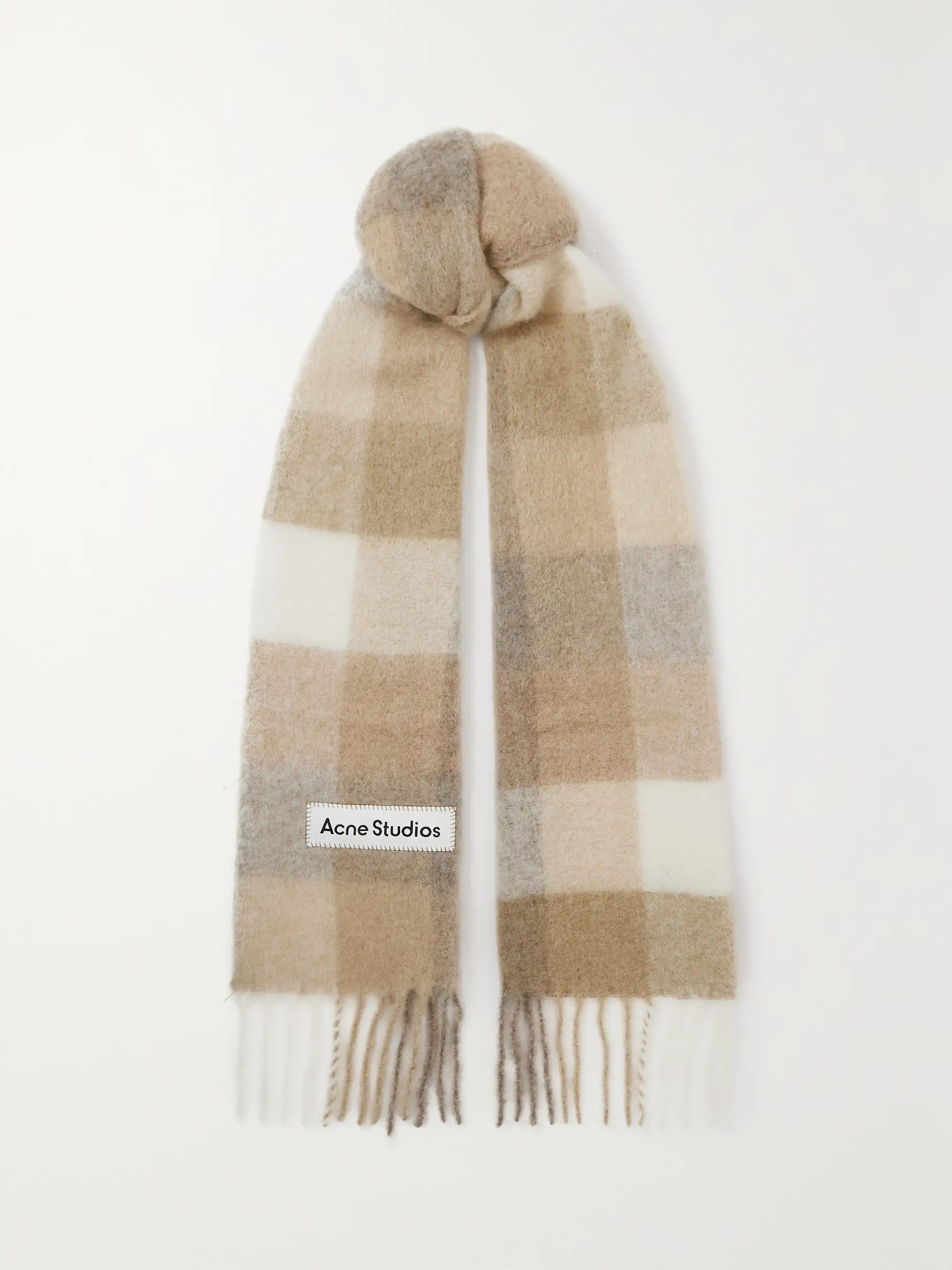 Fringed checked knitted scarf | NET-A-PORTER (UK & EU)