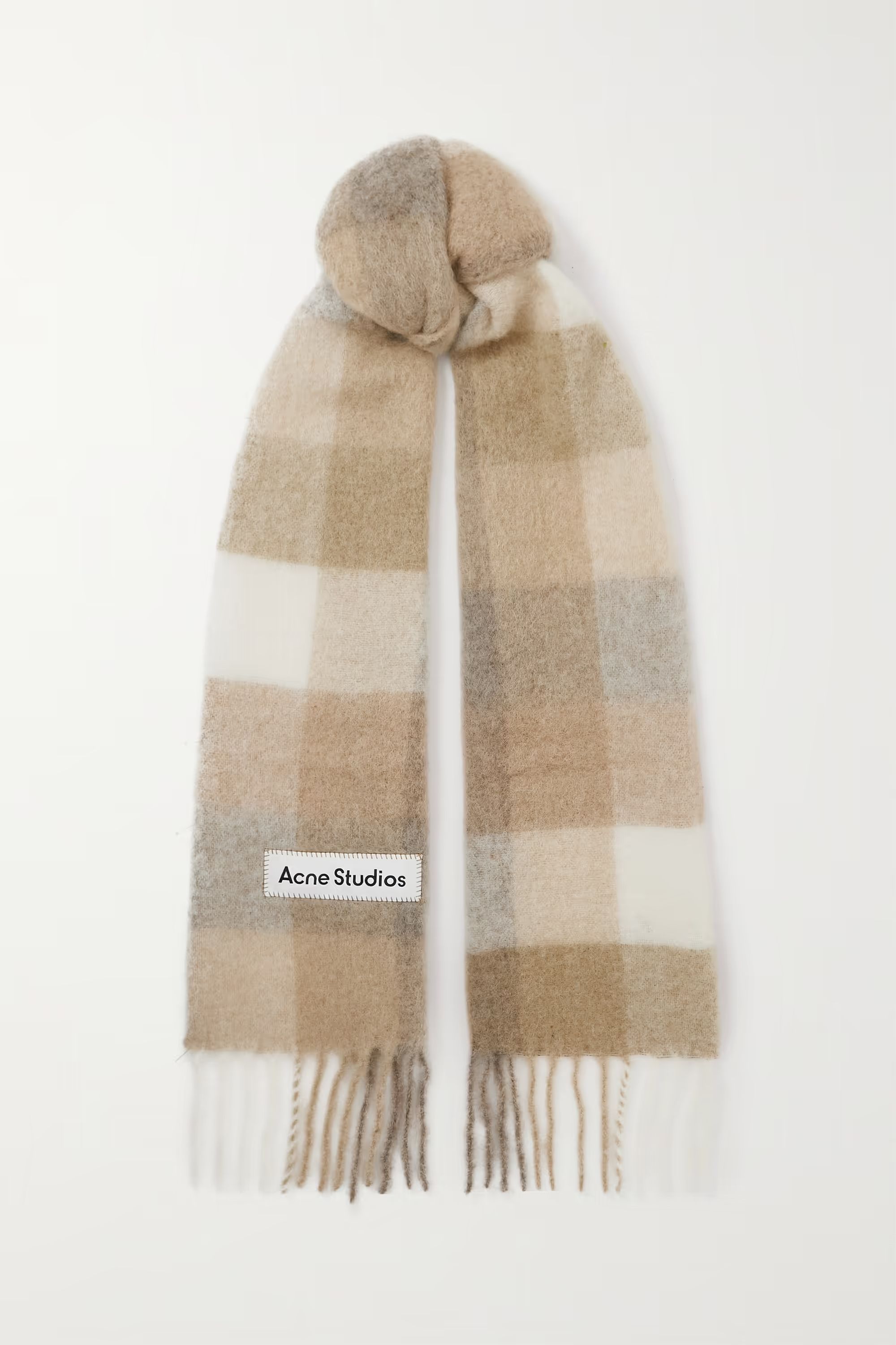 Fringed checked knitted scarf | NET-A-PORTER (UK & EU)