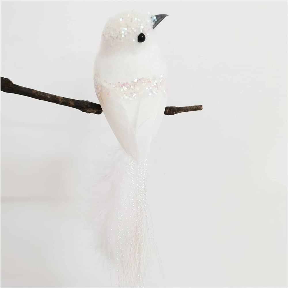 Amazon.com: 5 Pcs Christmas White Birds Cardinals Clip On Artificial Bird Ornaments Decorations f... | Amazon (US)