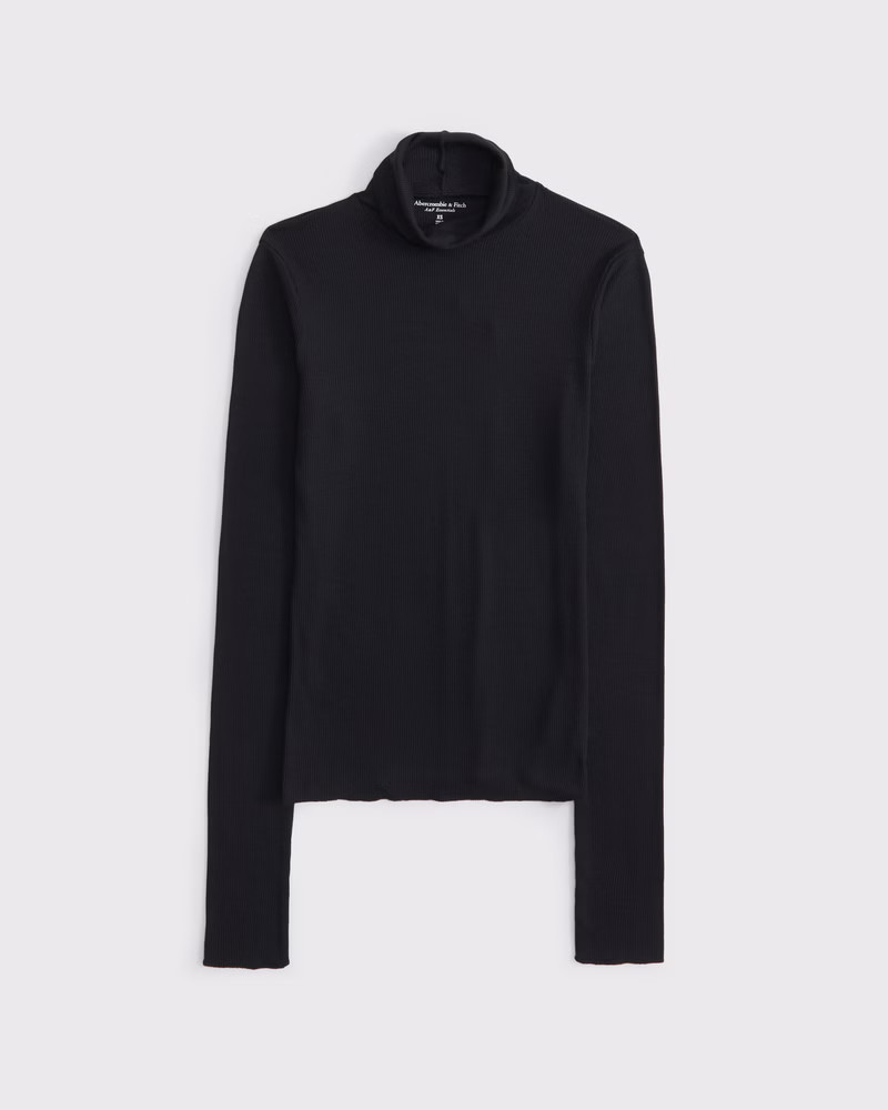 Long-Sleeve Featherweight Rib Tuckable Mockneck Top | Abercrombie & Fitch (US)