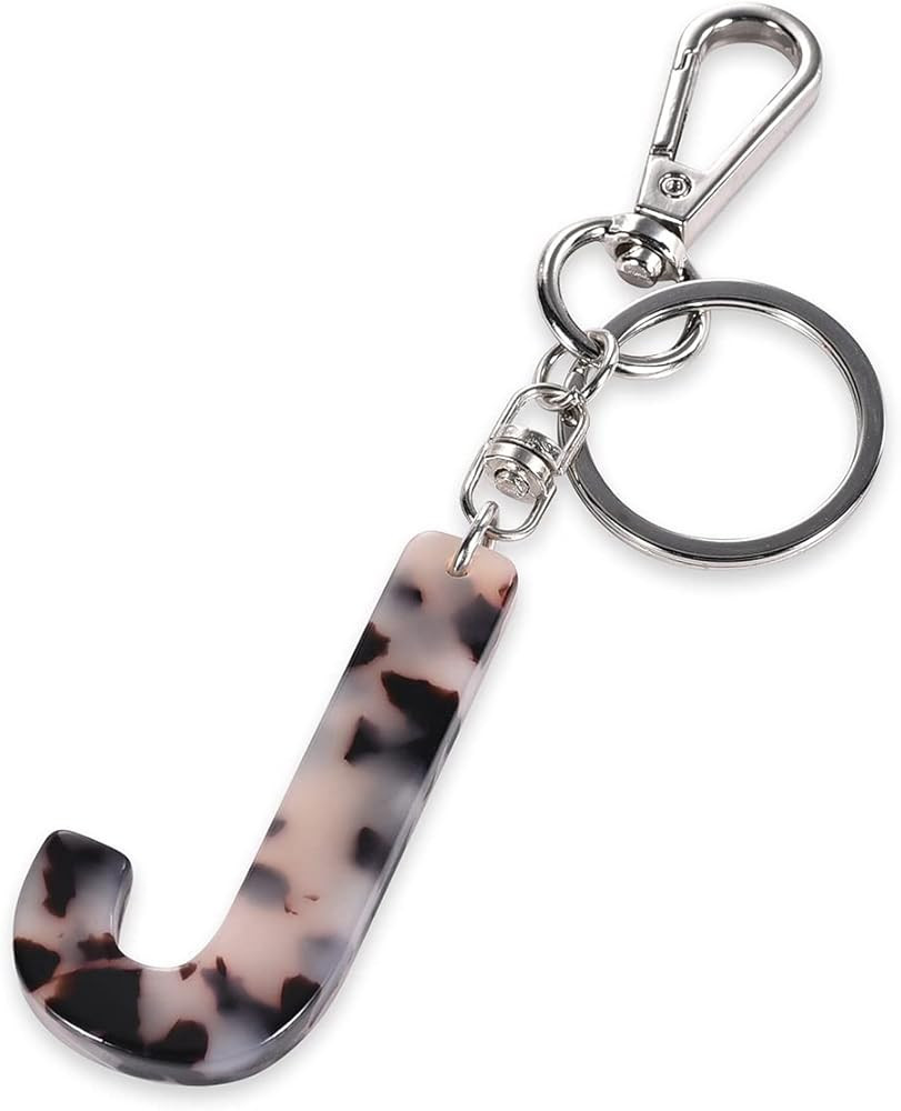 Junyuerly Initial a key chain letter j keychains silver key ring woman girls for car key accessor... | Amazon (US)