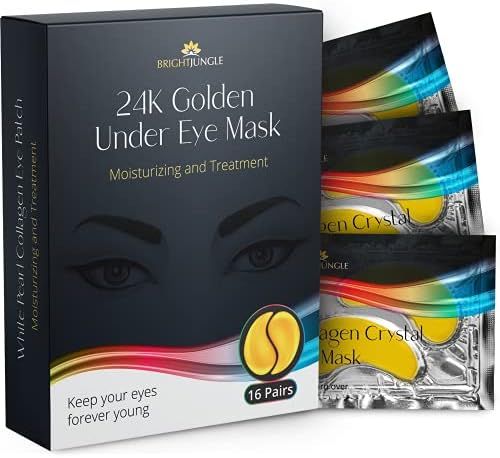 BrightJungle Under Eye Collagen Patch, 24K Gold Anti-Aging Mask, Pads for Puffy Eyes & Bags, Dark... | Amazon (US)