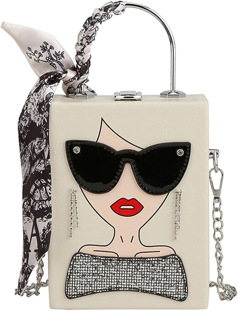 Novelty Unique 3D Lady Face PU Leather Top Handle Satchel Handbags for Women Funky Tote Purse Hob... | Amazon (US)